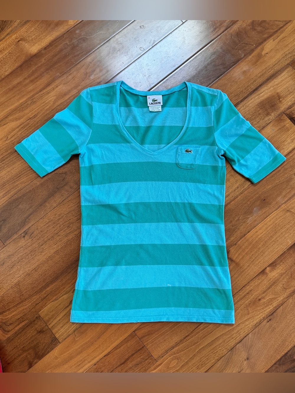 Lacoste Striped V-Neck T-Shirt with pocket